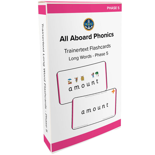 Trainertext Long Word Flashcards - Phase 5 - All Aboard Learning Ltd