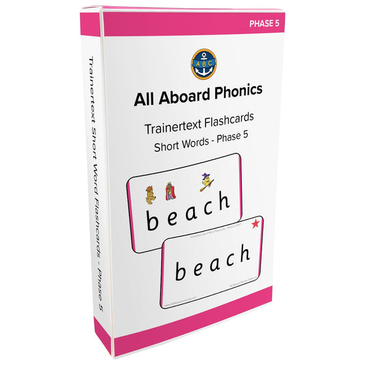 Trainertext Short Word Flashcards - Phase 5 - All Aboard Learning Ltd